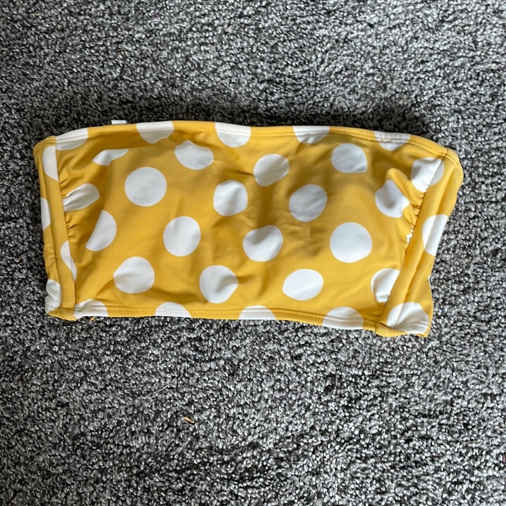 Yellow Polka Dot Strapless Bikini Top